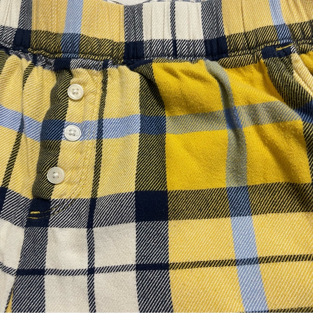 Aerie Blue and Yellow Striped Plaid Flannel Shorts Small